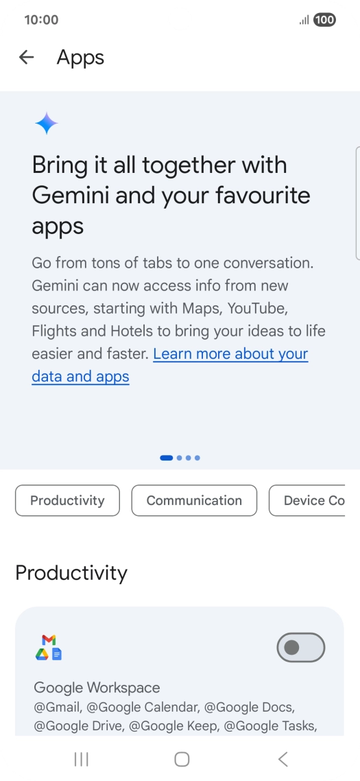 Press the indicator next to the required extension to turn on the function.