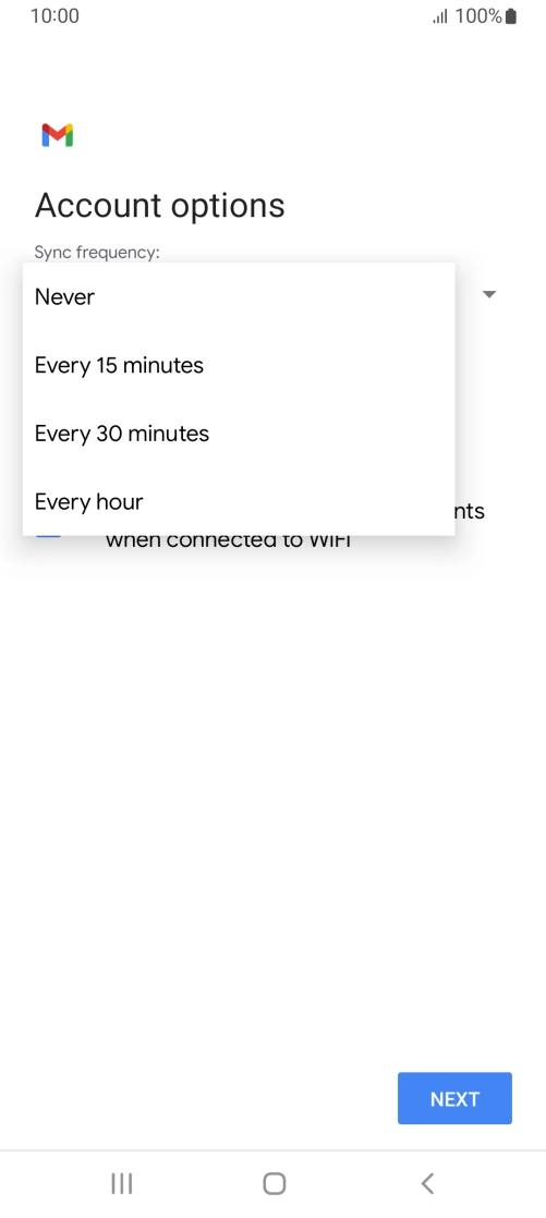 Press the required setting.