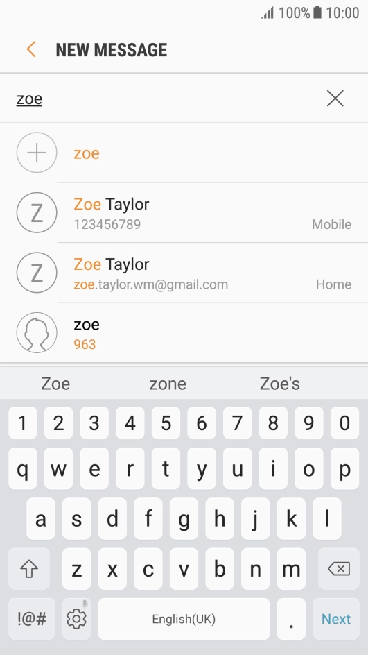 Press the required contact.