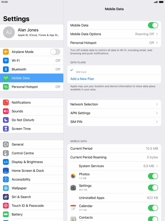 The total data usage is displayed next to Current Period.