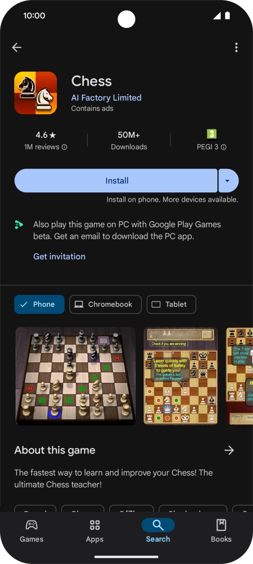 Press Install and follow the instructions on the screen to install the app.