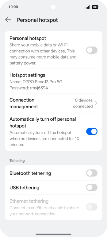 Press Hotspot settings.