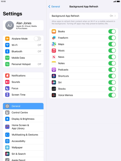 Press Background App Refresh.
