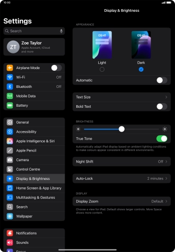 Press the indicator next to 