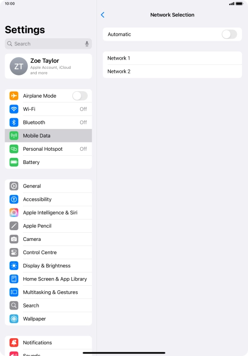 If you turn off the function, press the required network.