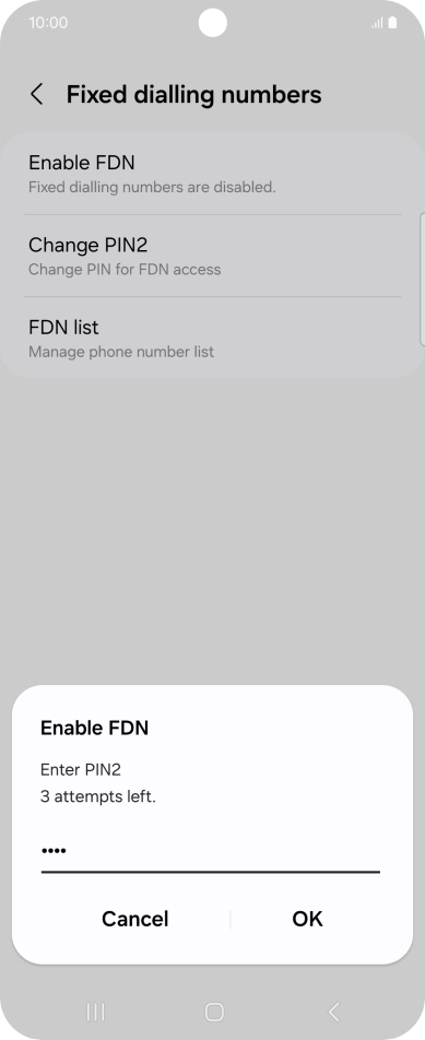 Key in your PIN2 and press OK. The default PIN2 is 0000.