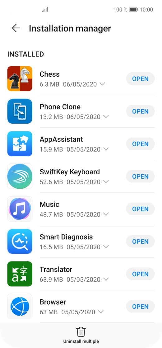 Press the required app.