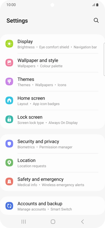 Press Security and privacy.