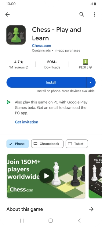 Press Install and follow the instructions on the screen to install the app.