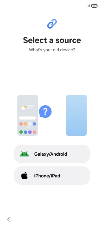 Press the required setting and follow the instructions on the screen to transfer the content from another phone.