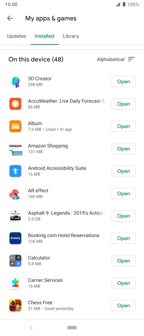 Press the required app.