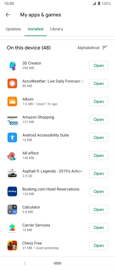 Press the required app.