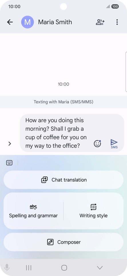 To change the writing style of your text, press Writing style and follow the instructions on the screen to use the function.