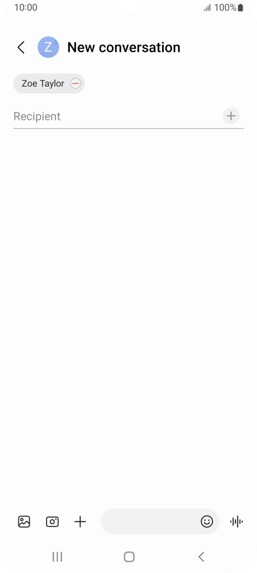 Press the text input field and write the text for your MMS.