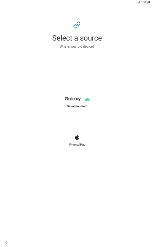 Press the required setting and follow the instructions on the screen to transfer content from another device.