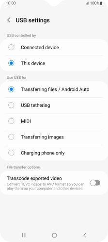 Press Transferring files / Android Auto.