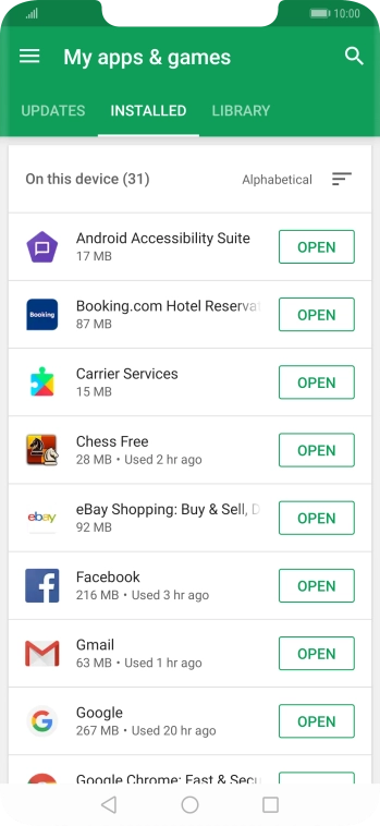 Press the required app.