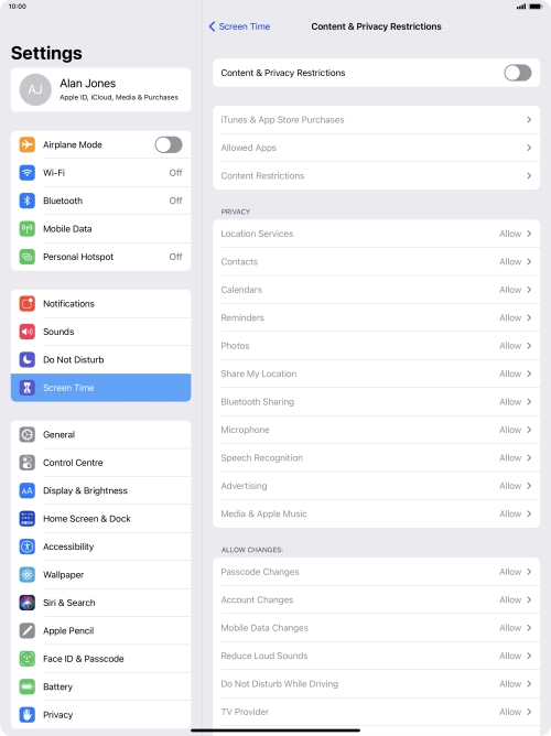 Press the indicator next to 