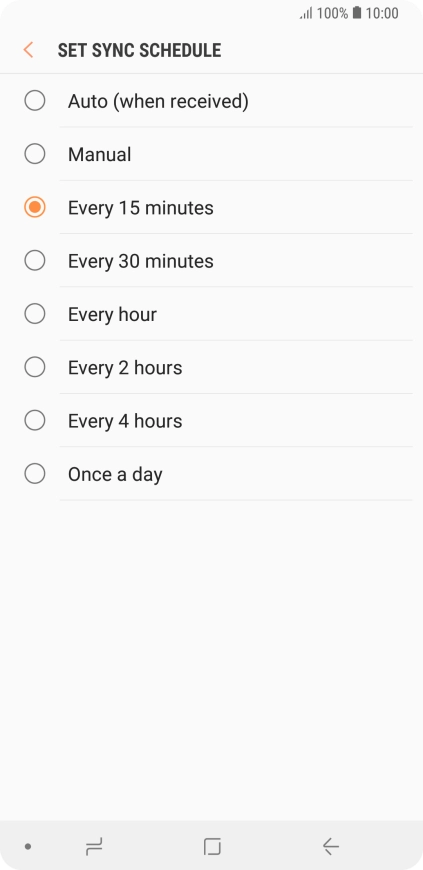 Press the required setting.