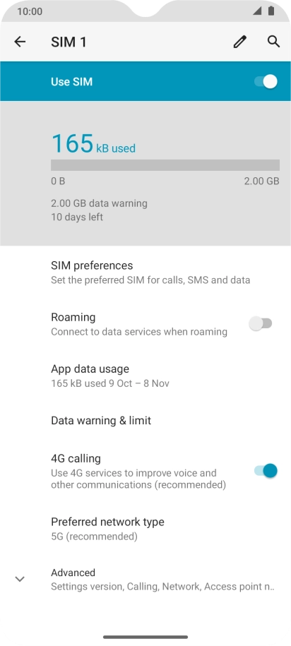 Press Preferred network type.