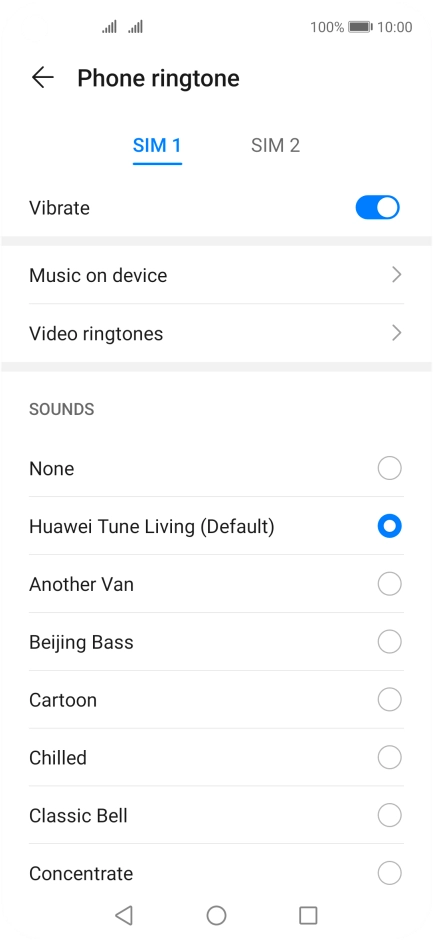 Press the required SIM.