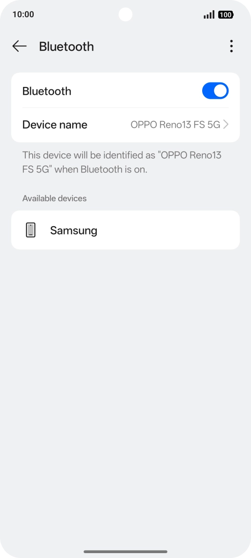 Press the required Bluetooth device and follow the instructions on the screen to pair the device with your phone.