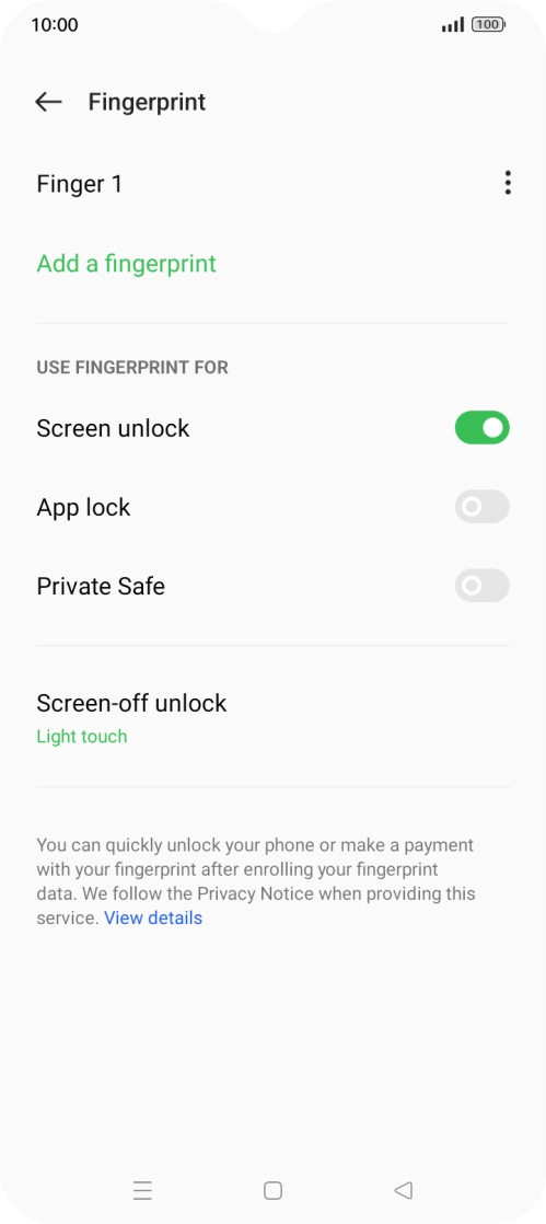 Press the indicators next to the required settings to turn them on or off.