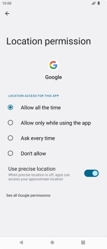 Press the required setting.