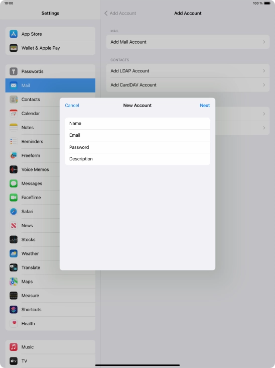 Press Description and key in the required name.