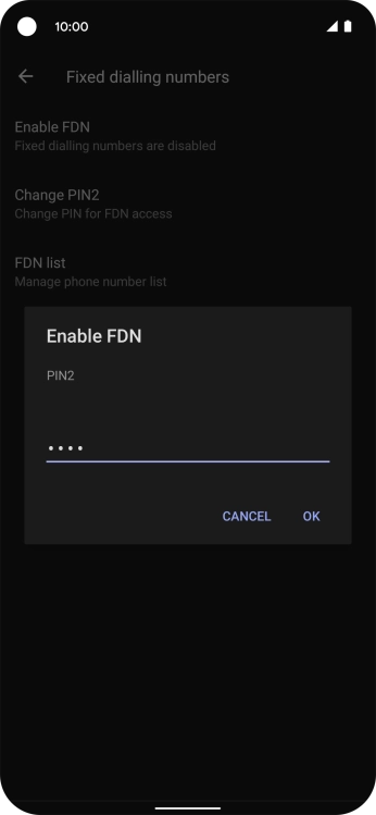 Key in your PIN2 and press OK. The default PIN2 is 0000.