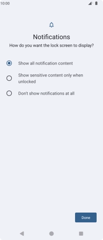 Press the required setting.