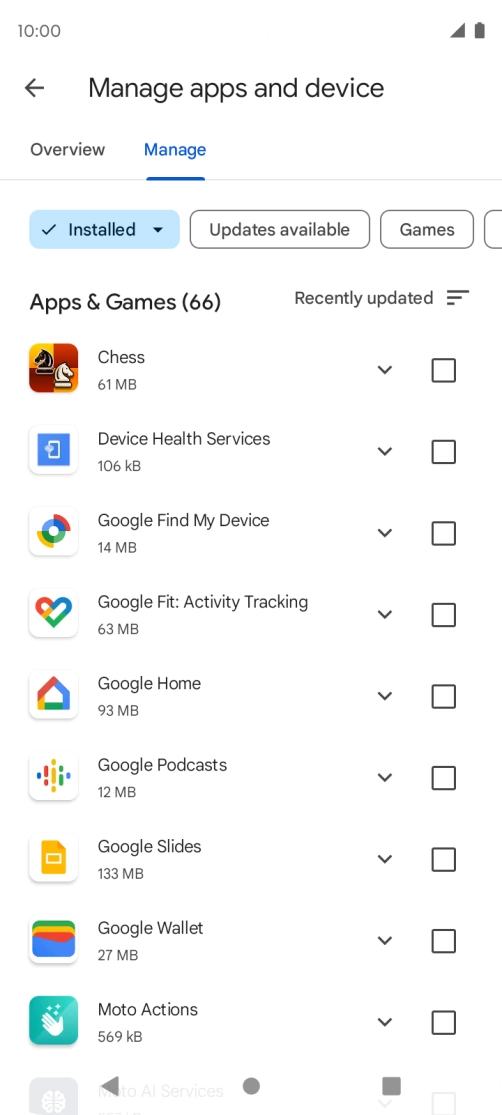 Press the required app.