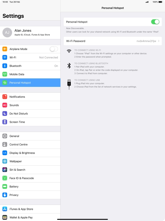 Press Wi-Fi Password and key in the required password.