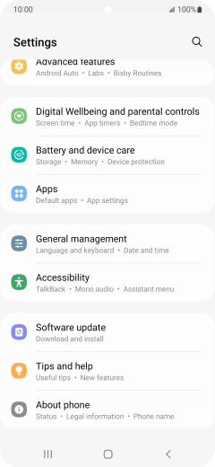 Press Battery and device care.