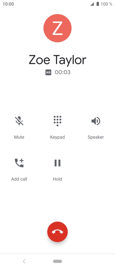 Press the end call icon.