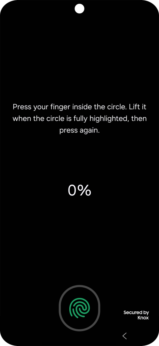 Follow the instructions on the screen to create the phone lock code using your fingerprint.