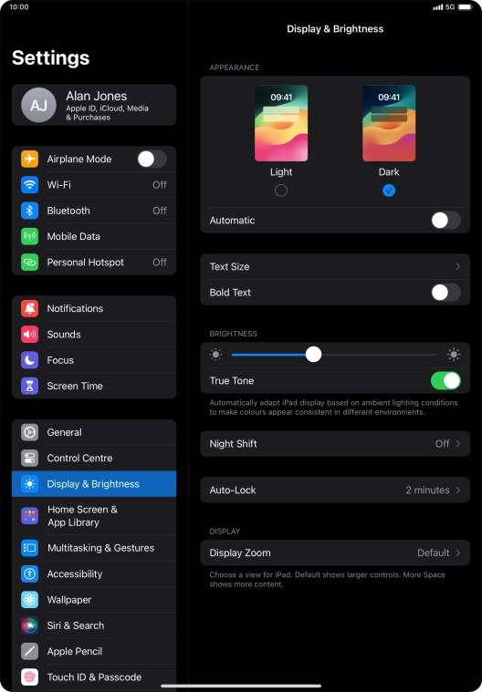 Press the indicator next to 