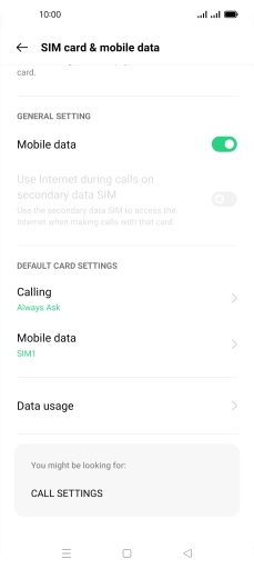 Press Data usage.