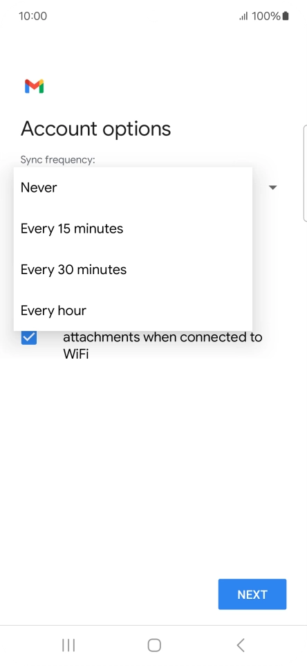 Press the required setting.