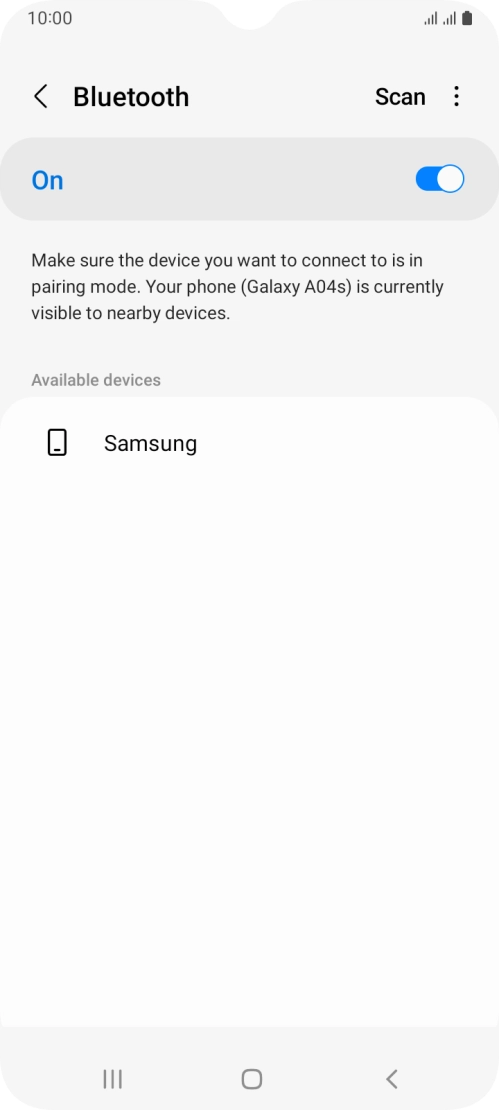 Press the required Bluetooth device and follow the instructions on the screen to pair the device with your phone.