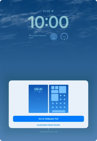 To use the same colour theme on the home screen, press Set as Wallpaper Pair.