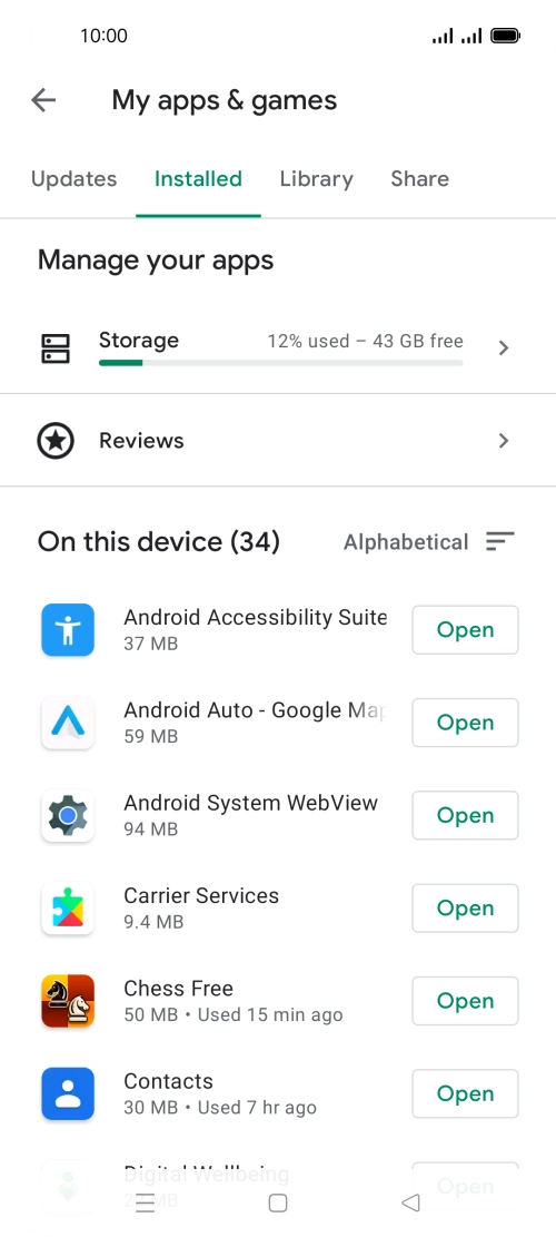 Press the required app.
