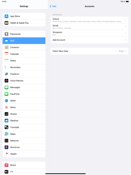 Press the name of the email account you've just set up.