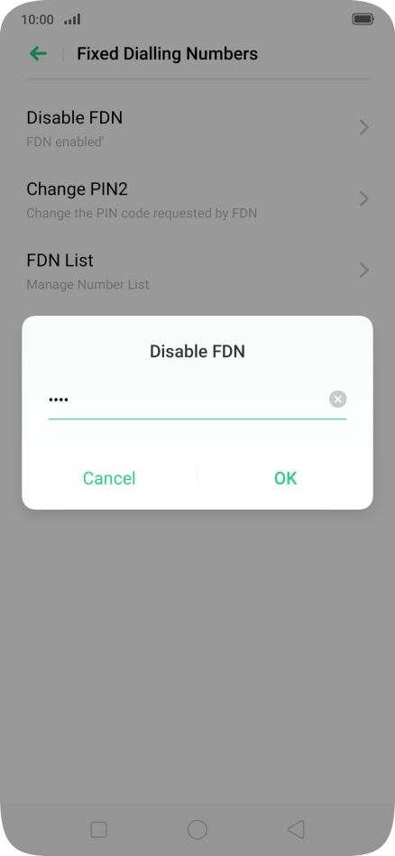 Key in your PIN2 and press OK. The default PIN2 is 0000.