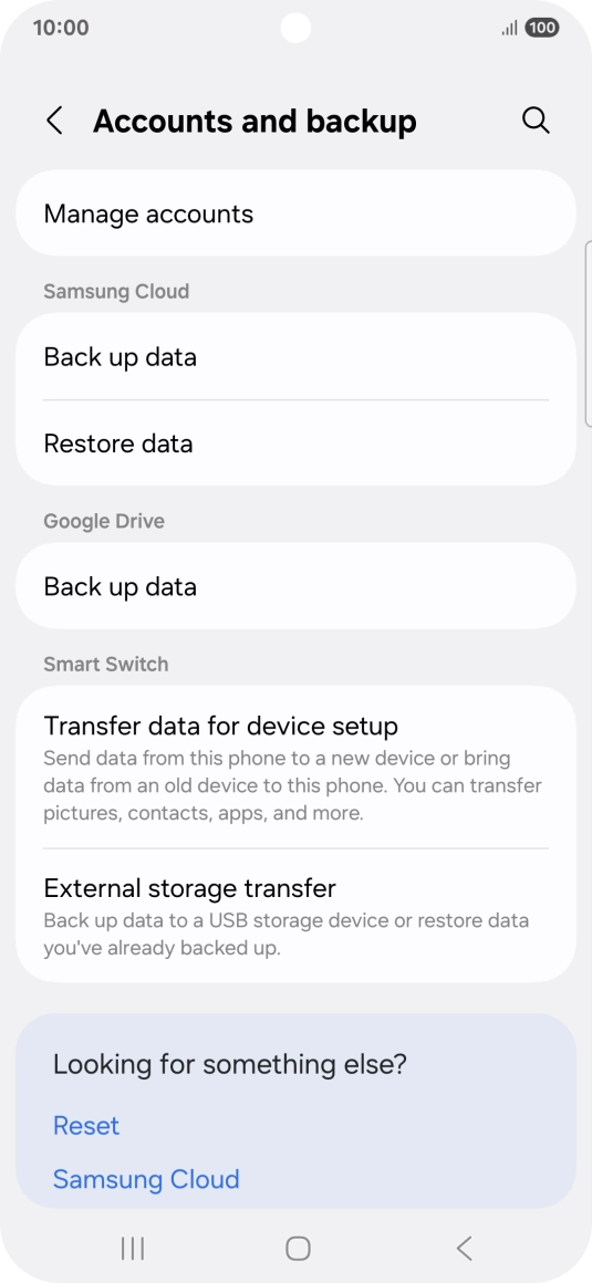 Press Manage accounts.