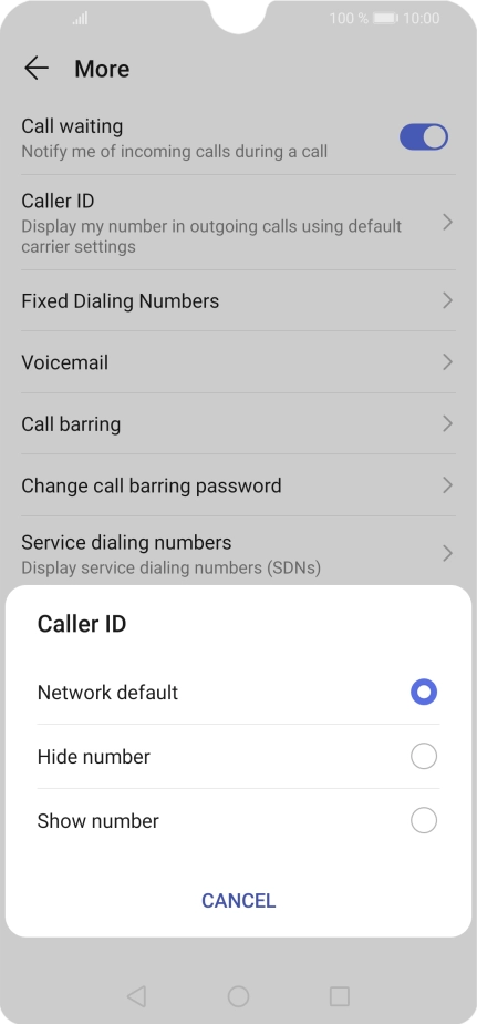 Press Show number to turn on caller identification.
