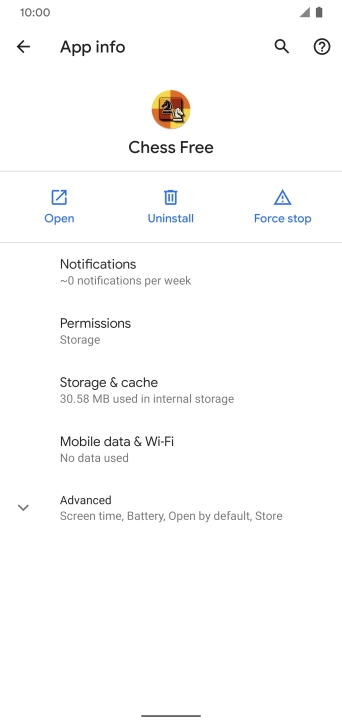 Press Storage & cache.