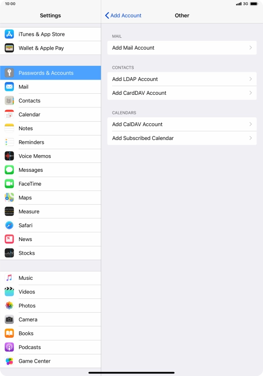 Press Add Mail Account.