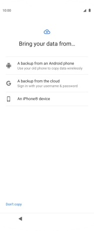 Press the required setting and follow the instructions on the screen to transfer the content from another phone.