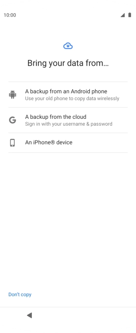 Press the required setting and follow the instructions on the screen to transfer the content from another phone.